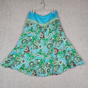 Banana Republic Blue and Green Paisley Midi Skirt